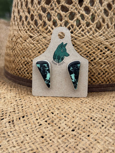 Black Buffalo Turquoise Studs M79