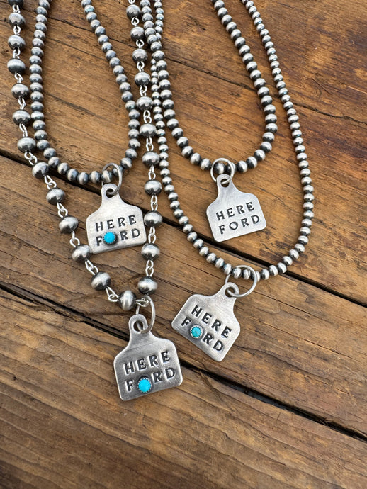 HEREFORD Cow Tag Pendants (with or without turquoise)