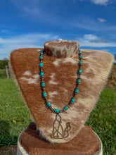 Load image into Gallery viewer, Turquoise barrel beads with Navajo pearls &amp; saucers