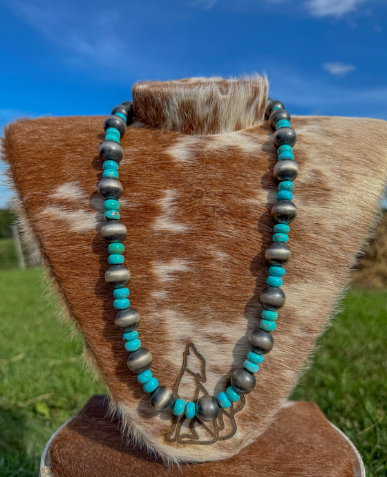16mm Navajo Pearls with genuine turquoise beads
