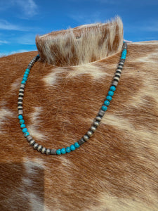 Dainty blue with Navajo Pearls