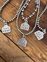 Load image into Gallery viewer, EAT BEEF cow tag pendant