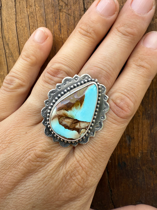 Turquoise Concho Ring Size 7.5
