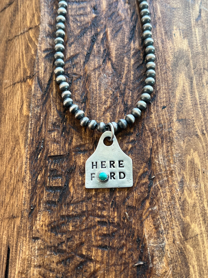 HEREFORD Cow Tag Pendants (with or without turquoise)