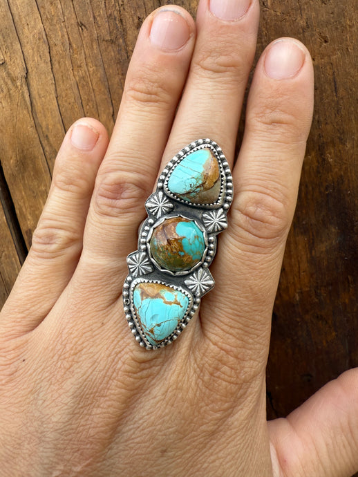 3 Stone Amaroo Turquoise Ring Size 7