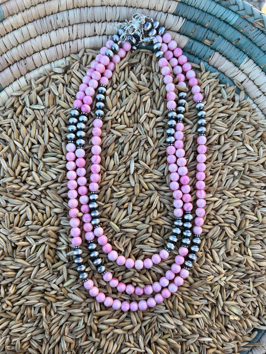 Pink Concho & Navajo Pearls Necklace